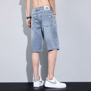 牛仔短裤男款夏季薄款2026新款宽松休闲五分中裤男士冰丝5分裤子