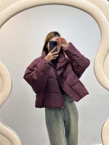 短款羽绒服女2023冬季新款爆款斜拉链时尚加绒加厚立领面包服外套
