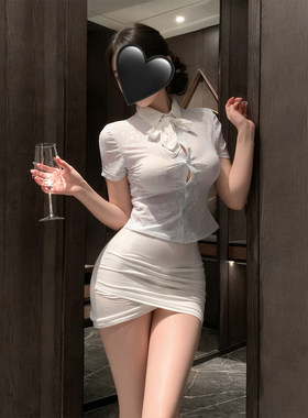 霏慕【原创】空姐包臀裙制服套装男士情感制服性感睡衣秘书女qqny