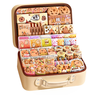 卡皮巴拉奶油胶咕卡套装2025新款元旦新年礼物手帐礼盒贴纸可爱女孩儿童小学生送礼文具大礼包手工diy材料