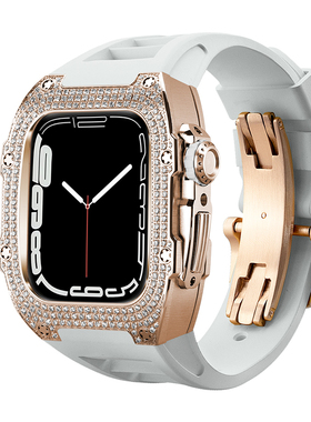 适用AppleWatch8表带iWatch9金属AppleWatchS苹果S9/S8/S7手表带iWatchS表壳iWatchSE高级感SE女AppleWatchSE