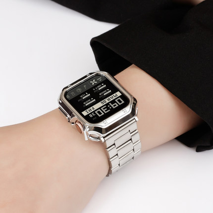适用苹果S10手表表带iWatch10表壳9金属AppleWatch8不锈钢保护壳AppleWatchUltra套S9S8男SE手表带Ultra2女