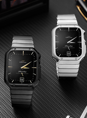 适用苹果手表表带不锈钢iWatch11手表带AppleWatch Ultra3/2金属AppleWatch10/S11S10/iWatchS保护壳钢带表壳