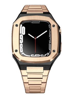 适用AppleWatch9表带iWatch8改装iWatchS7苹果S9手表带S8金属S7表壳iWatchSE不锈钢SE保护套壳S6高端WatchS6