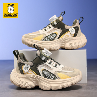 巴布豆男童运动鞋2025新款秋季儿童网面透气老爹鞋中大童软底童鞋