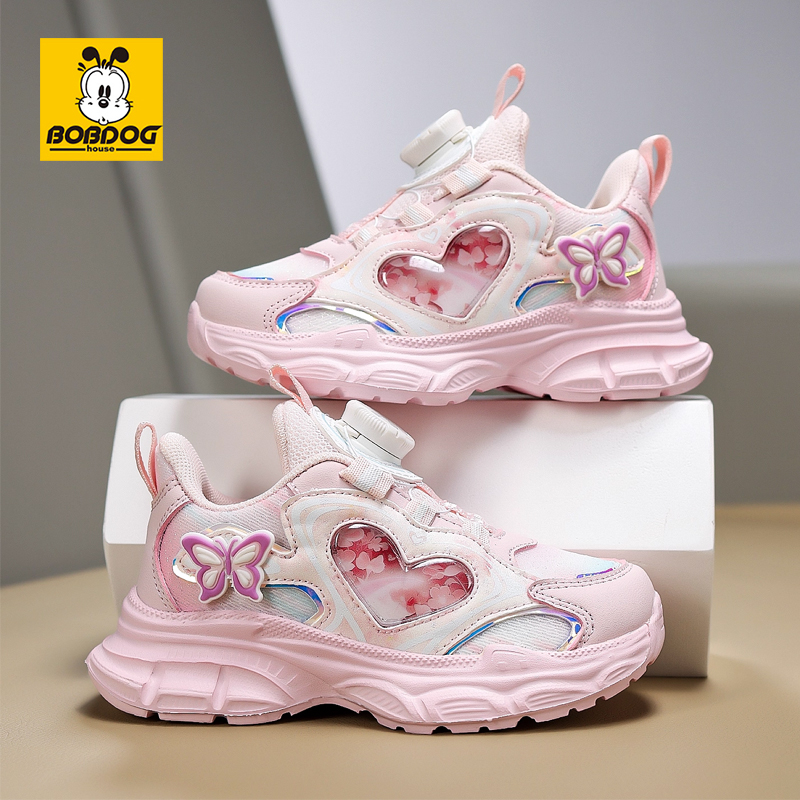 巴布豆女童鞋子2025新款秋冬儿童运动鞋女孩小学生粉色休闲鞋公主