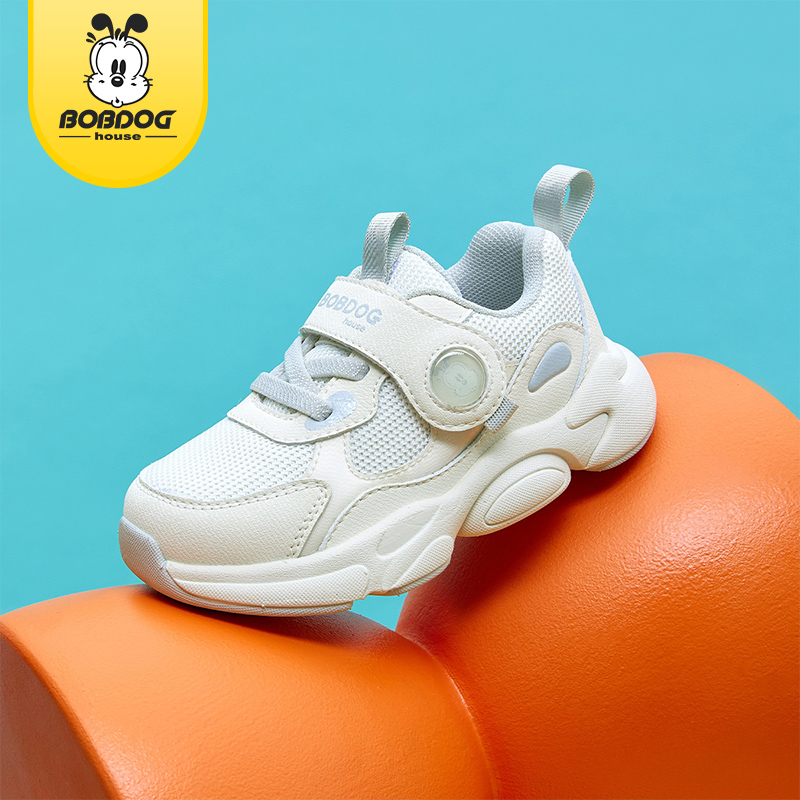 巴布豆男童运动鞋2025新款春季技能鞋软底宝宝稳步鞋透气网面童鞋