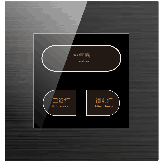 触摸开关面板触摸智能一到四开拉丝金色面板按钮轻触86型电容式