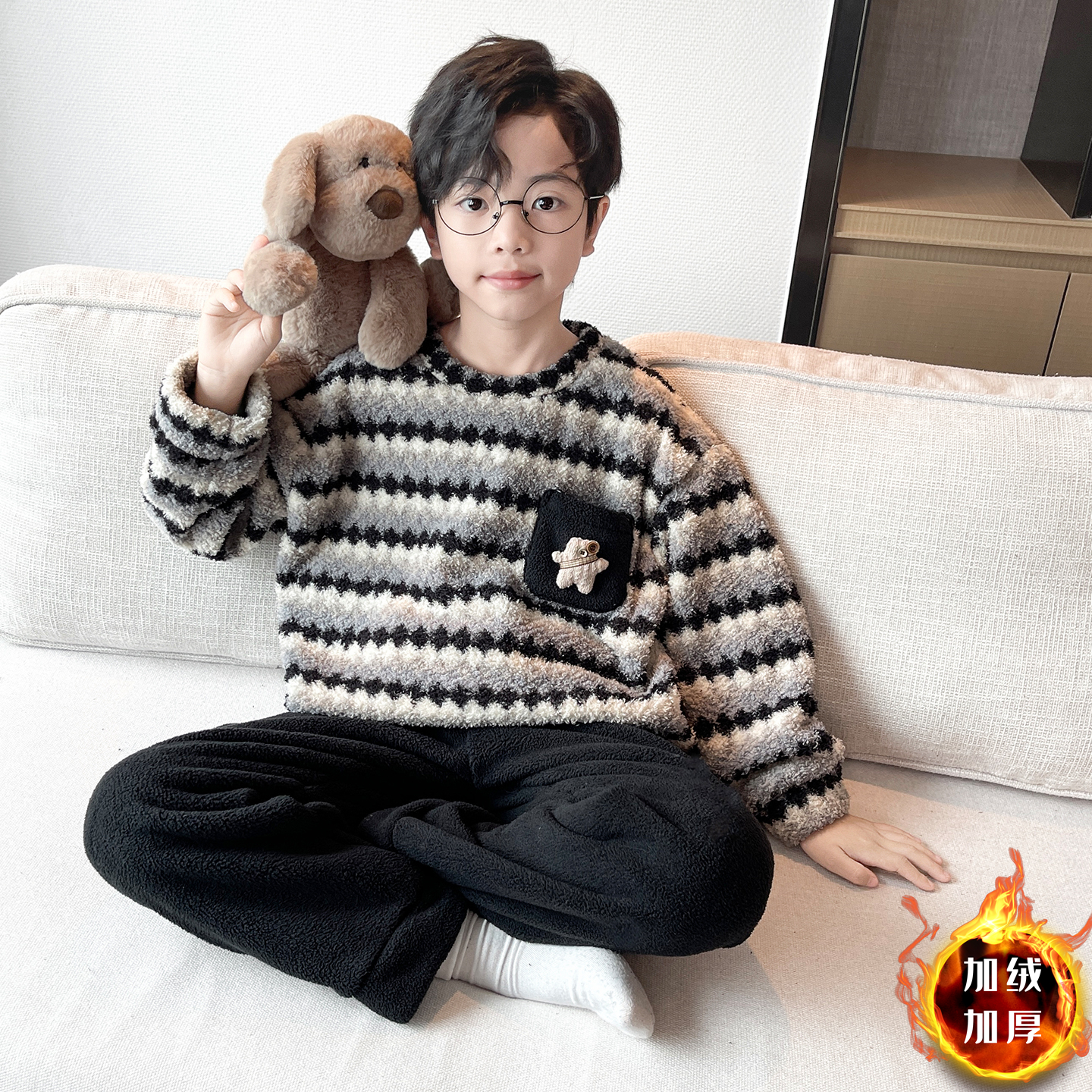 男童秋冬家居服套装2025新款