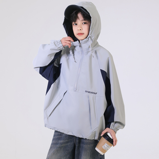 儿童装男童外套春秋款2026新款春季冲锋衣酷帅中大童男孩春装衣服