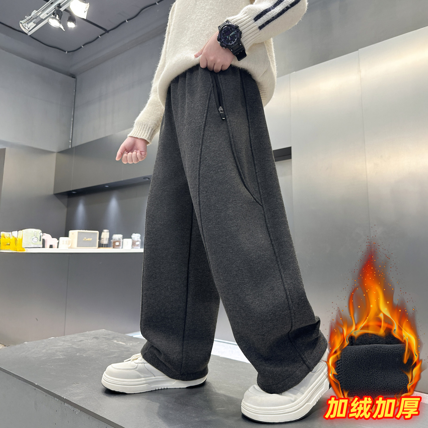 男童秋冬加绒休闲裤2025新款