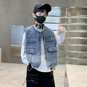 中大童牛仔坎肩外套春秋男孩上衣春季 马甲2026新款 男童春装 儿童装