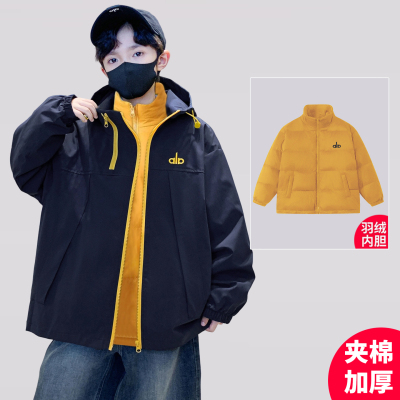 男童羽绒服三合一冲锋衣2025新款