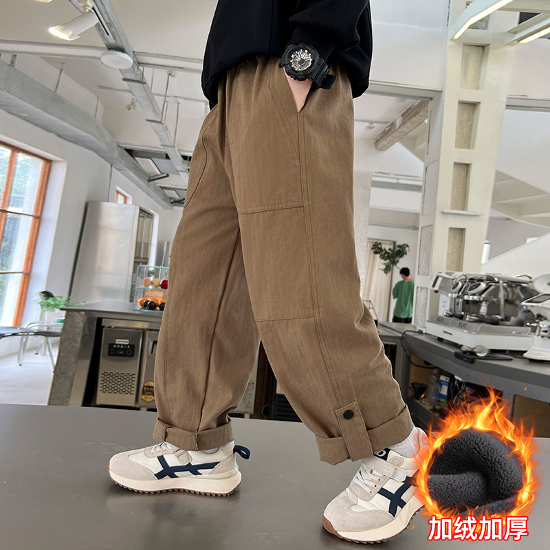 男童秋冬加绒休闲裤2025新款