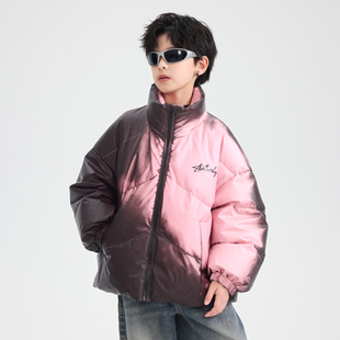 儿童装男童温变羽绒服冬装2025新款冬季加厚男孩中大童白鸭绒外套