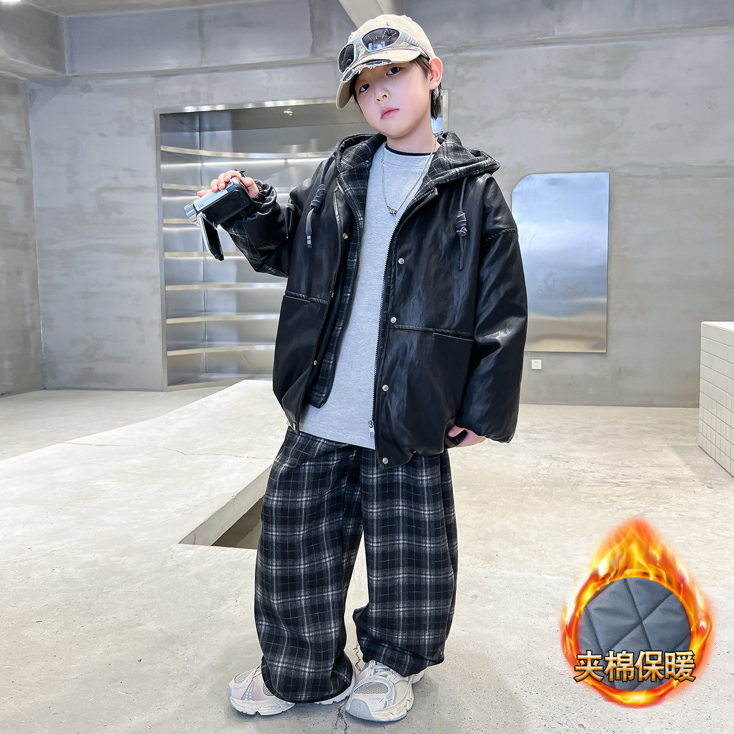 童装男童冬装套装夹棉2025新款冬款加厚中大童皮衣冬季青少年男孩,童装/婴儿装/亲子装,套装,淘宝优惠券,粉丝福利购,淘宝优惠卷