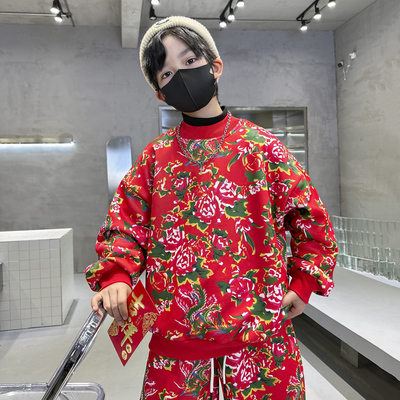 男童秋冬加绒卫衣2025新款