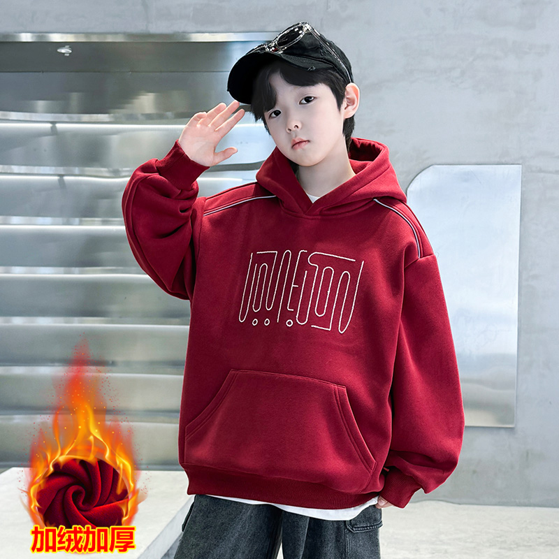 男童秋冬加绒卫衣2025新款