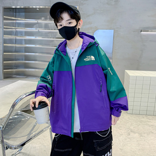 儿童装男童外套春秋款2026新款春季冲锋衣酷帅中大童男孩春装衣服