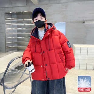 儿童装男童羽绒服冬装2026新款马年本命年男孩加厚年服红色中大童