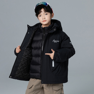 男童羽绒三合一冲锋衣2025新款