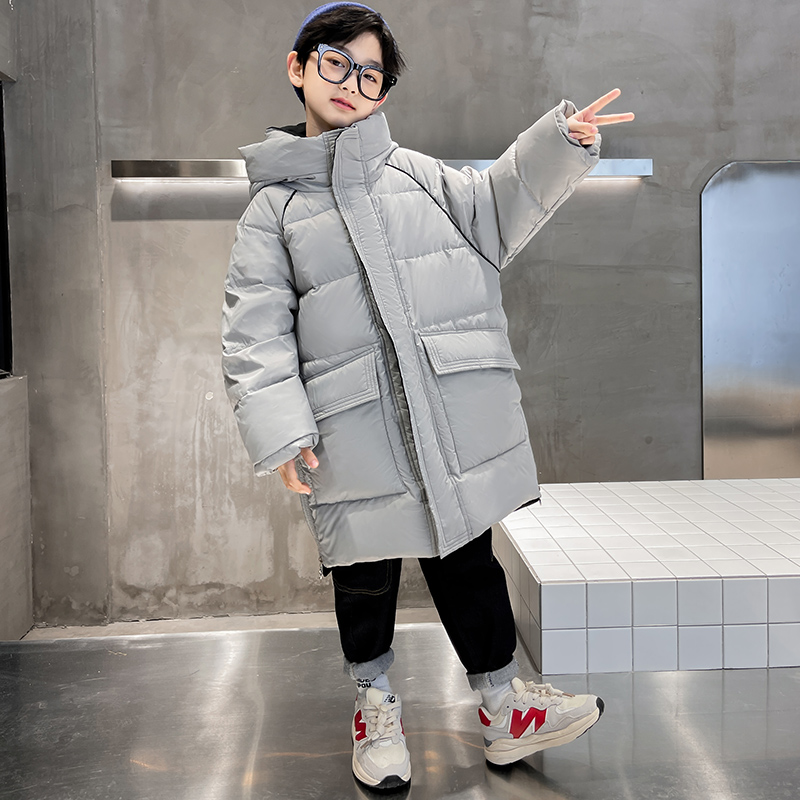 儿童装男童棉服冬装2025新款男孩大童中长款冬季棉袄加厚保暖外套