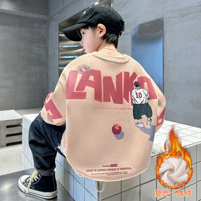 男童秋冬加绒卫衣2025新款