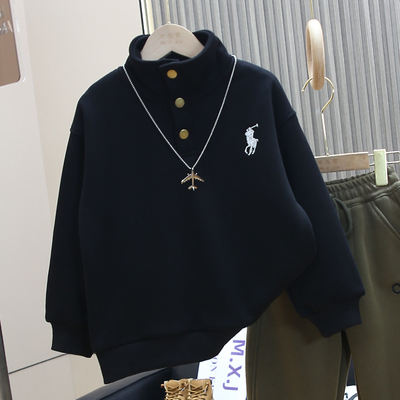 男童秋冬加绒卫衣2025新款