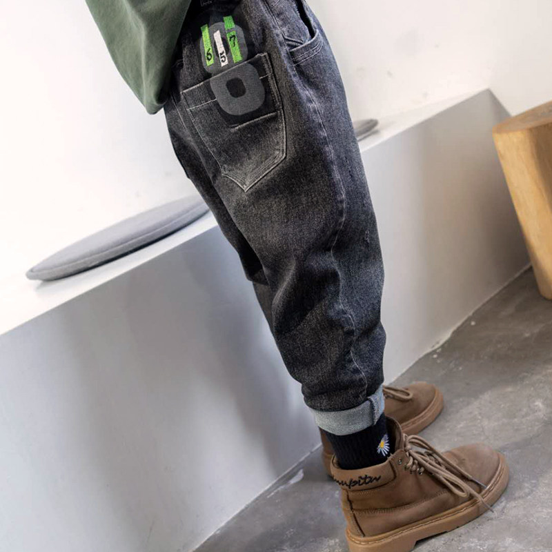 儿童装男童秋冬季裤子2022冬季新款男孩加绒加厚牛仔裤中大童冬款