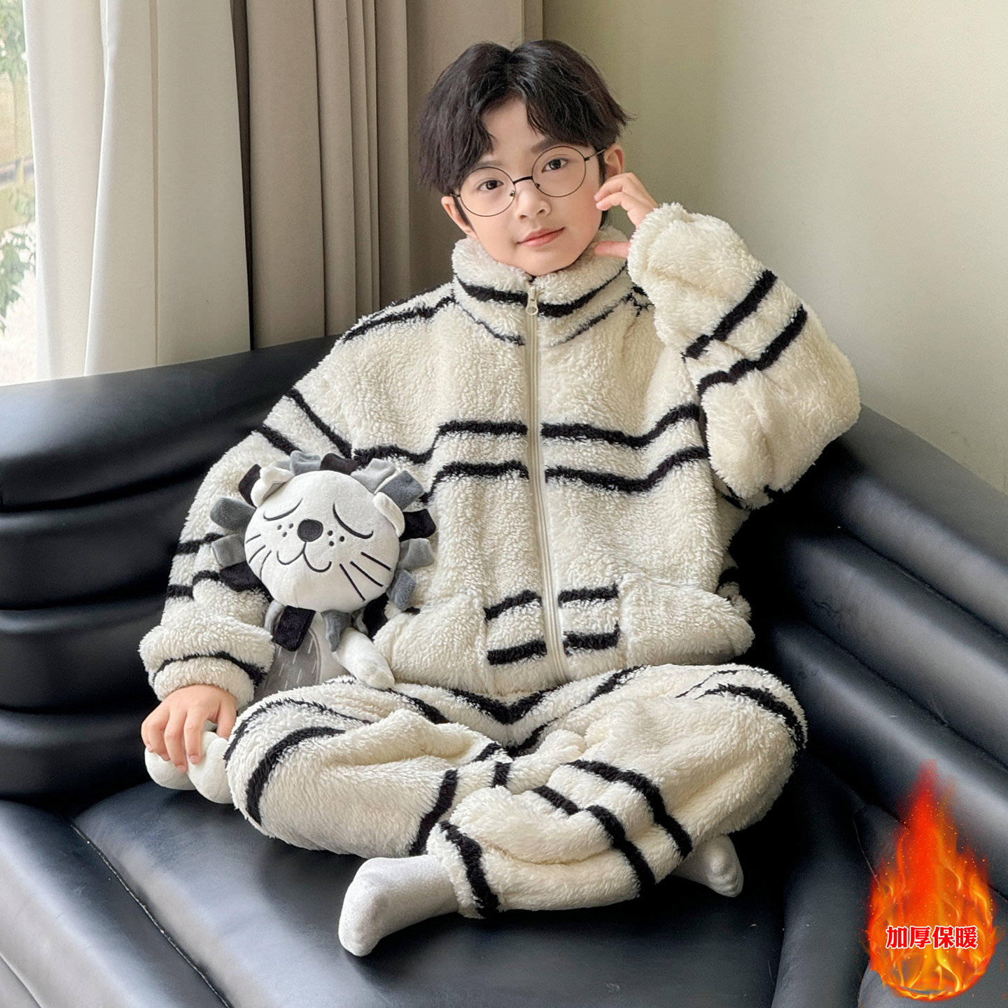 男童秋冬家居服套装2025新款