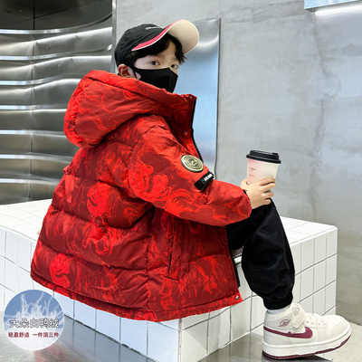 男童红色羽绒服2026新款