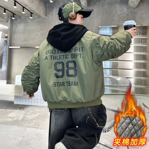 男童秋冬夹棉外套2025新款