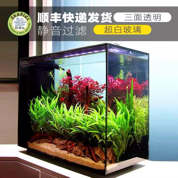 阿诺比侧滤鱼缸水族箱中型家用长方形水草缸造景自动循环玻璃鱼缸