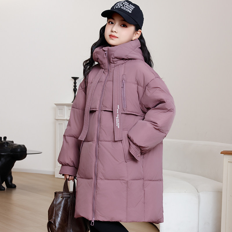 儿童羽绒服女童中长款2024新款加厚中大童女孩洋气保暖冬装外套