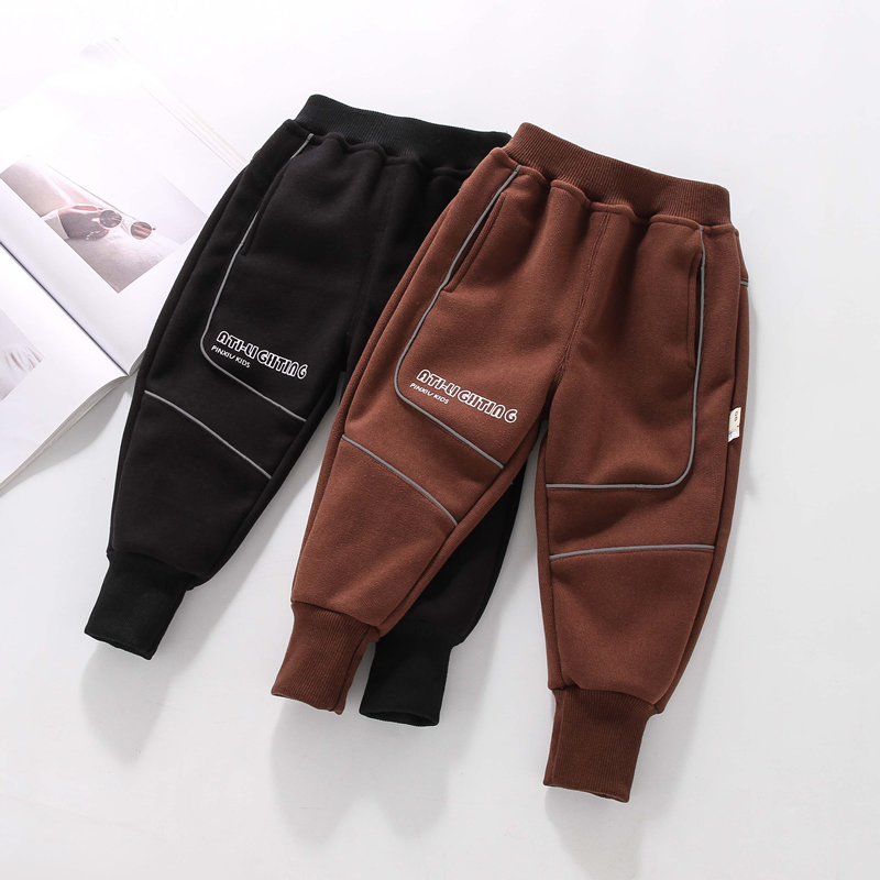 男童裤子加绒一体绒秋冬长裤