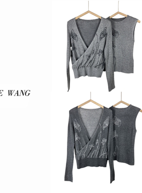 REINE WANG  设计感针织上衣2025新款印花毛衣慵懒风长袖ins