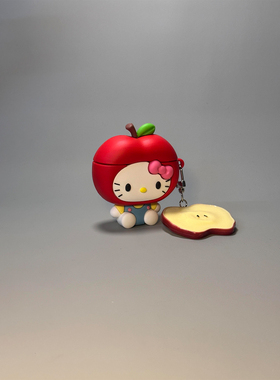 可爱红苹果Kitty猫防尘塞身体适用AirPods4代耳机壳苹果无线蓝牙AirPodsPro2代软1/2代硅胶3代防摔Pro三代女