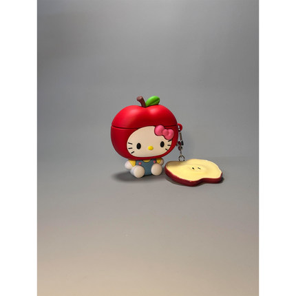 可爱红苹果Kitty猫防尘塞身体适用AirPods4代耳机壳苹果无线蓝牙AirPodsPro2代软1/2代硅胶3代防摔Pro三代女
