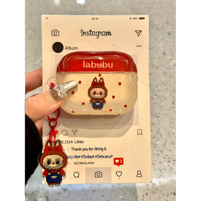 趣味可爱软萌labubu拉布布适用苹果AirPods4代耳机壳AirPodsPro二代软壳AirPods1/2硅胶pro2保护套3代带挂件
