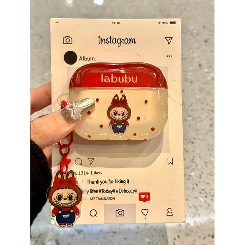 趣味可爱软萌labubu拉布布适用苹果AirPods4代耳机壳AirPodsPro二代软壳1/2代硅胶pro2保护套3代带挂件Pro3代