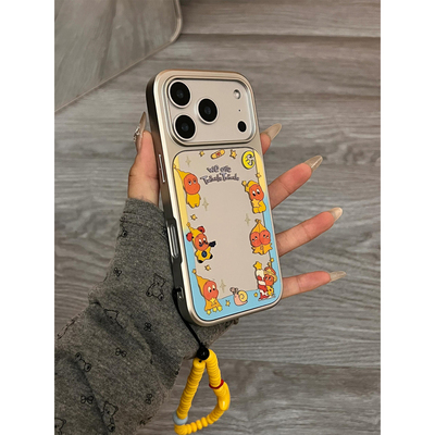 韩系电镀补妆镜面可爱星星人适用iphone17promax手机壳苹果17Pro硬15promax新款14Pro全包17防摔15女款16Pro