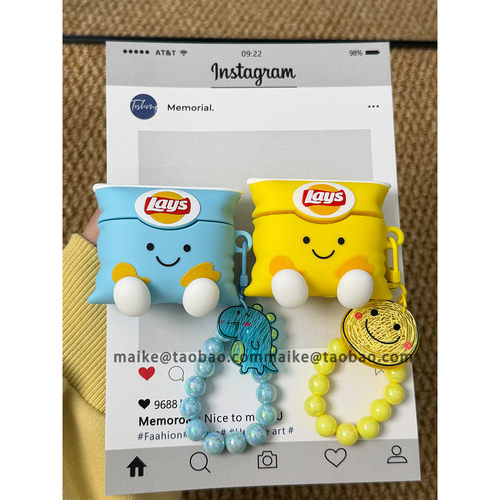 可爱萌系乐事薯片袋适用苹果无线蓝牙AirPodsPro三代耳机壳AirPods4代软AirPods1/2硅胶3代防摔保护Pro2女款
