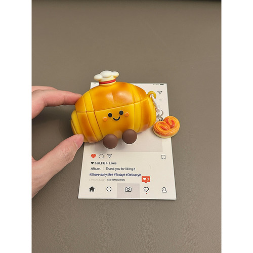 jellycat软萌可爱厨师牛角包适用苹果无线蓝牙AirPodsPro三代耳机壳4代软AirPods1/2硅胶AirPods3套Pro2女款