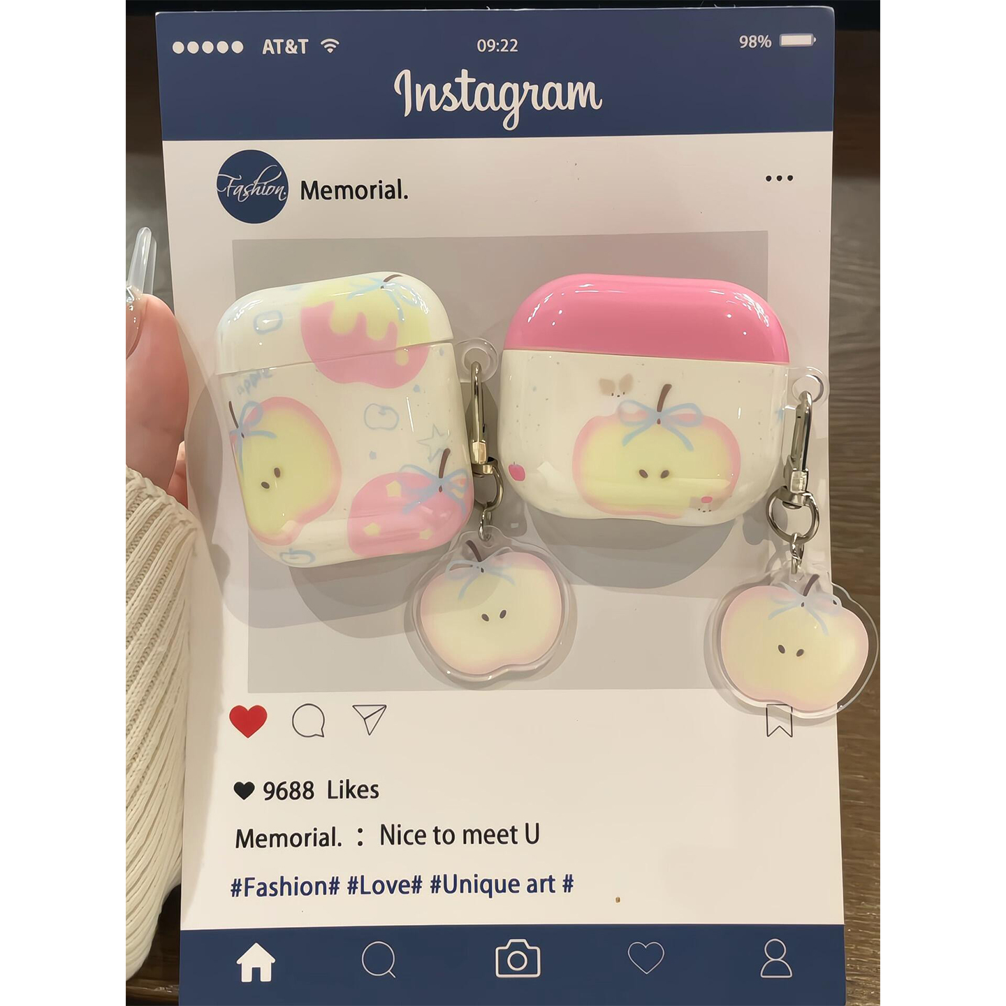 韩系奶油粉涂鸦苹果核适用AirPods4代耳机壳苹果无线蓝牙AirPodsPro二代硅胶1/2代软套3代防摔保护套Pro2代女