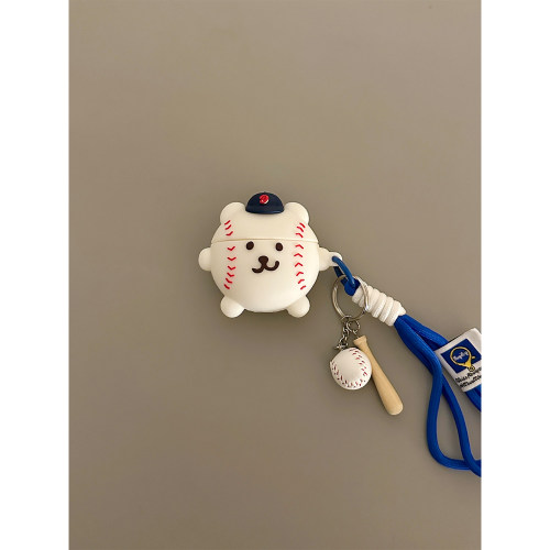 呆萌可爱棒球自嘲熊适用AirPods4代耳机壳苹果无线蓝牙AirPodsPro3代软1/2代硅胶3代防摔套pro三代Pro2代男女
