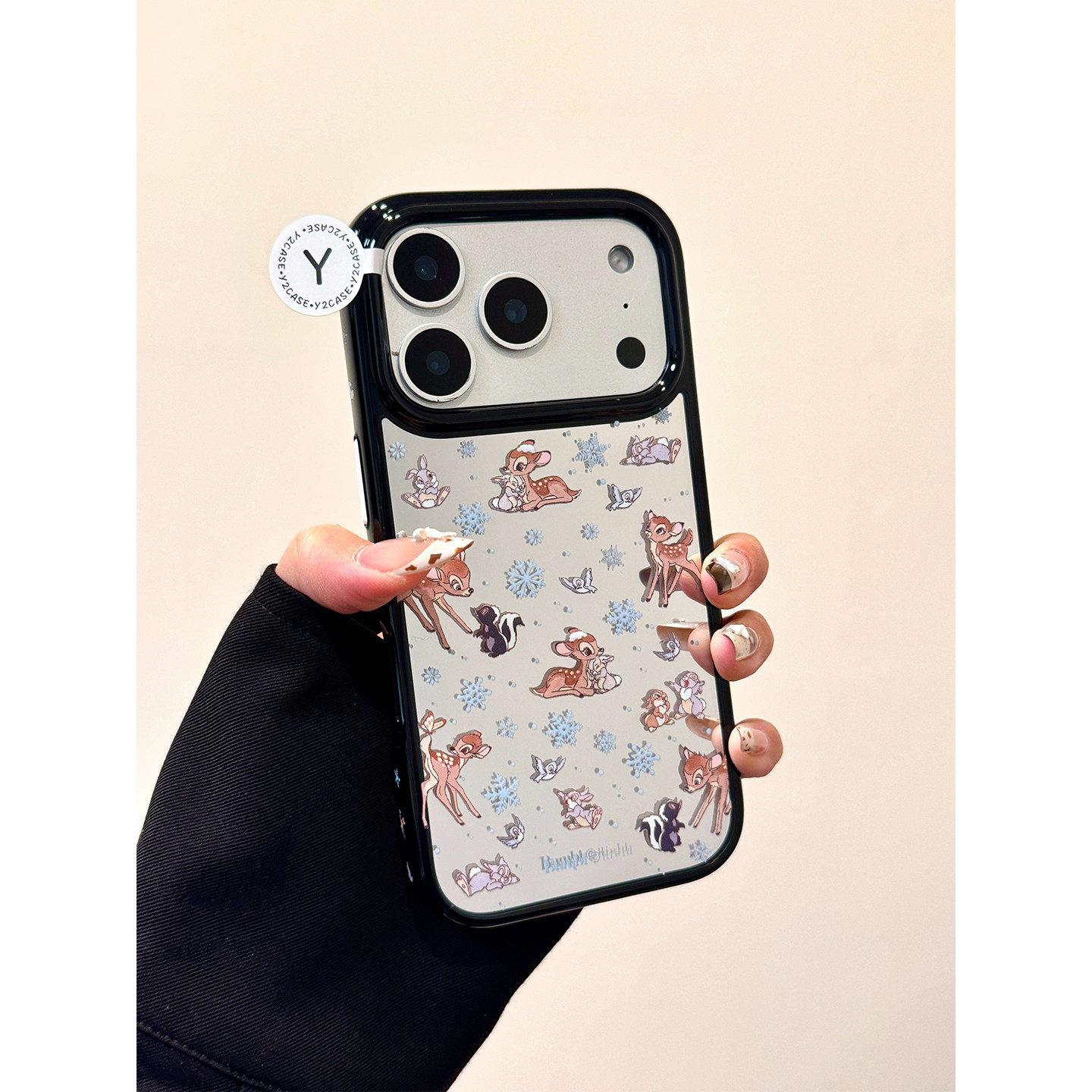 镜面涂鸦可爱雪花兔子小鹿斑比适用iPhone17promax手机壳硬苹果17新款16pro全包14防摔15pm女17pro超好看独特,3C数码配件,手机保护套/壳,淘宝优惠券,粉丝福利购,淘宝优惠卷