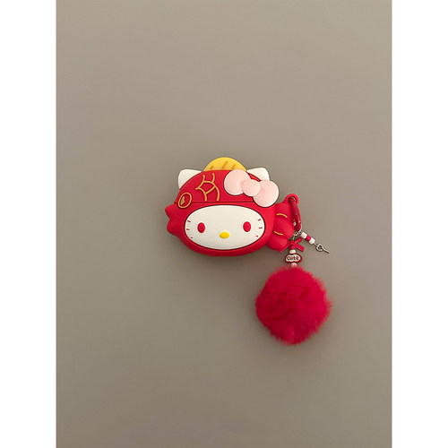 日系可爱红色锦鲤金鱼Kitty猫适用AirPodsPro三代耳机壳苹果1/2代软无线蓝牙AirPods4代硅胶Pro2代防摔3代女