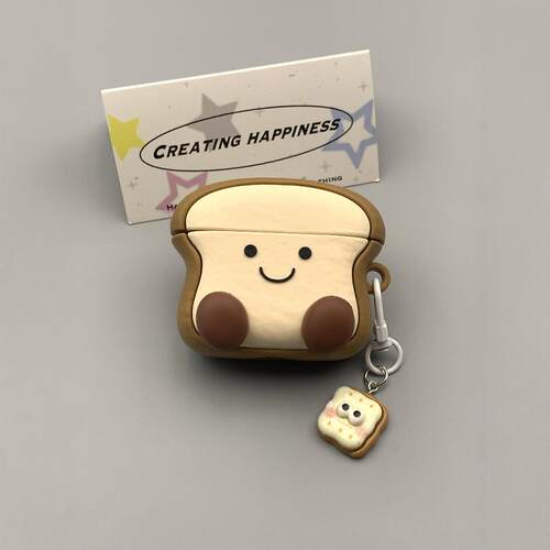 jellycat可爱吐司面包表情适用苹果无线蓝牙AirPodsPro三代耳机壳4代软AirPods1/2代硅胶3代保护套Pro2代防摔