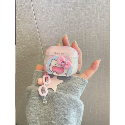趣味软萌可爱戳嘴巴Kitty猫适用苹果无线蓝牙AirPodsPro三代耳机壳AirPods4代软1/2代硅胶3代防摔套Pro3女款