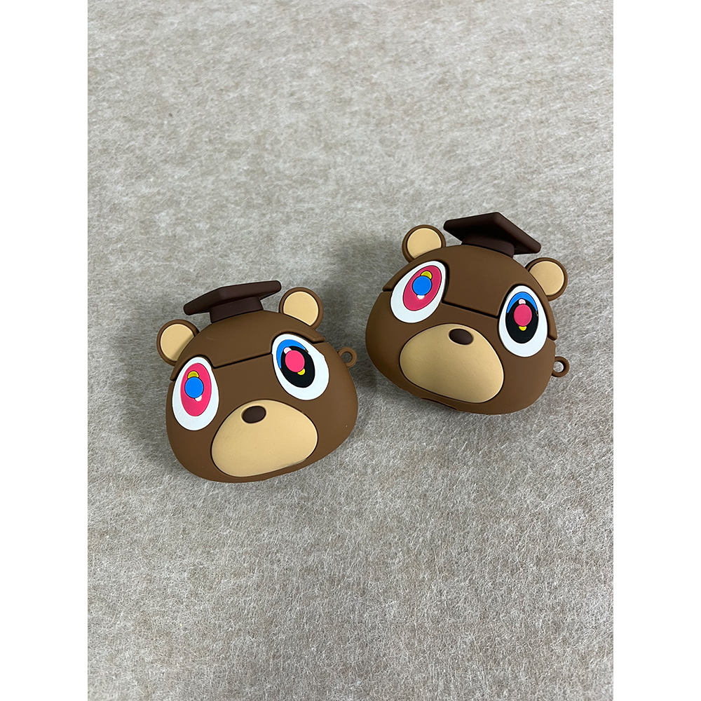 趣味卡通可爱博士帽辍学熊适用苹果AirPods4代耳机壳AirPodsPro二代软AirPods1/2硅胶pro2保护套3代防摔男女